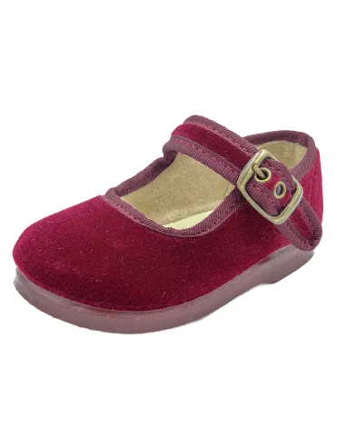 Mercedita para nina de terciopelo con hebilla