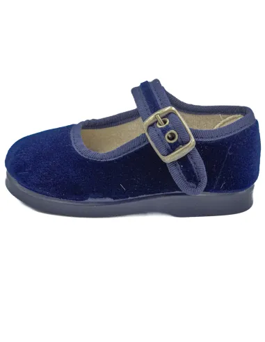 Mercedita para nina de terciopelo con hebilla