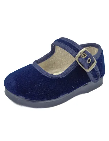 Mercedita para nina de terciopelo con hebilla