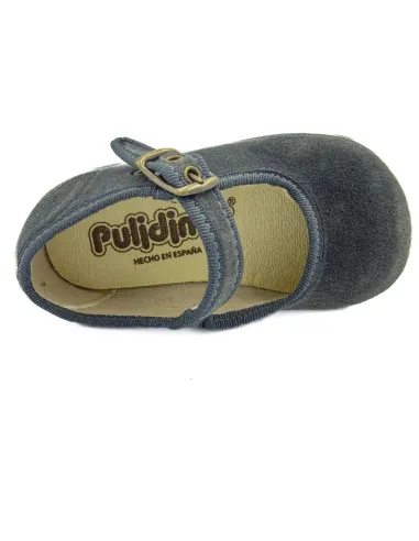 Mercedita para nina de terciopelo con hebilla