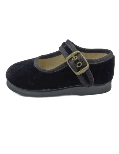 Mercedita para nina de terciopelo con hebilla