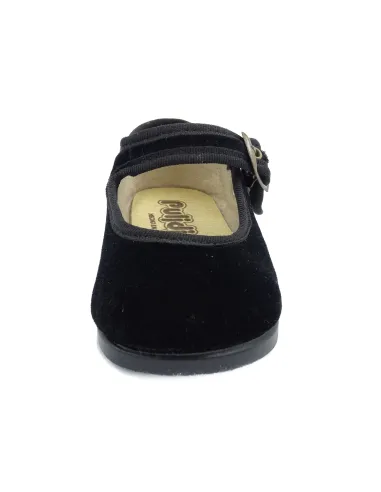 Mercedita para nina de terciopelo con hebilla