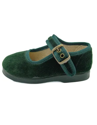 Mercedita para nina de terciopelo con hebilla