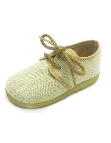 blucher para nino de cordones con un tejido de lino