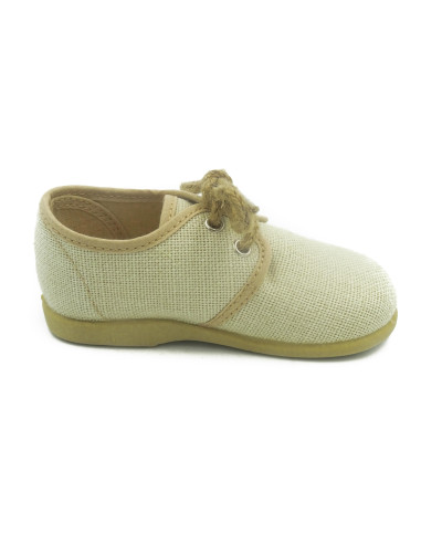 blucher para nino de cordones con un tejido de lino