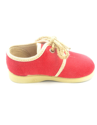 blucher para nino de cordones con un tejido de lino