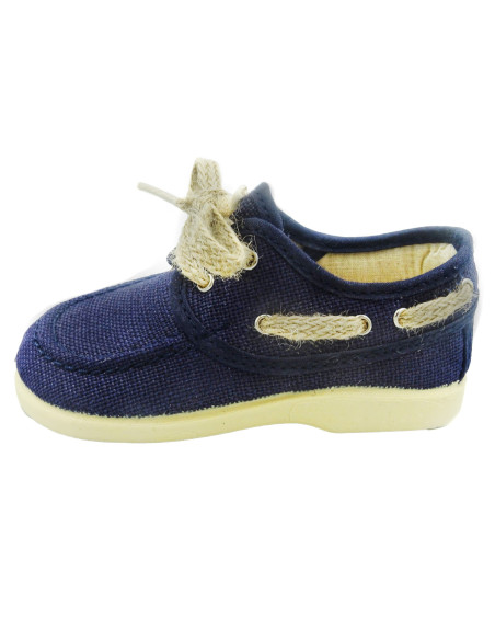 nautico de lino para nino con un cordon de esparto y una suela de caucho