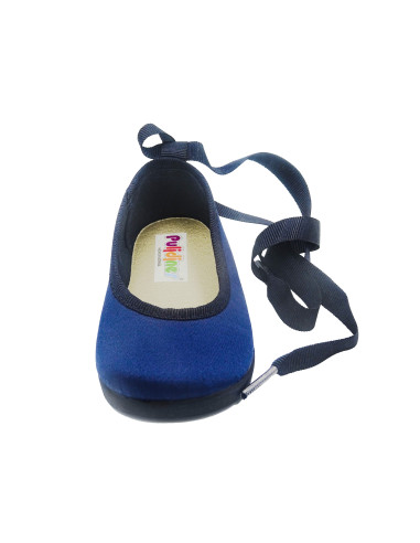 manoletina de raso con cinta para la pierna