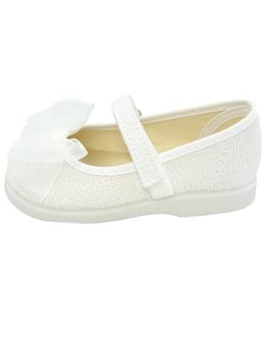 mercedita de lino para nina con un lazo de raso