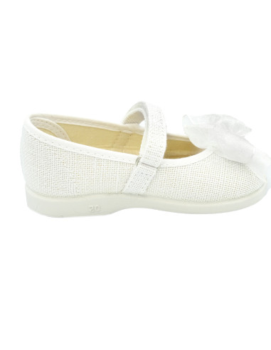 mercedita de lino para nina con un lazo de raso