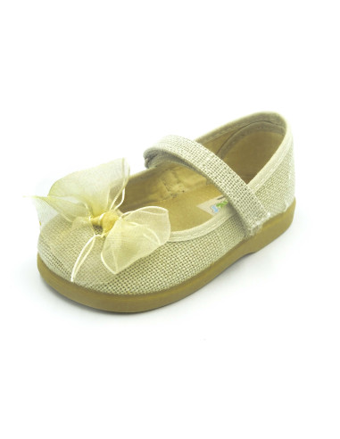 mercedita de lino para nina con un lazo de raso