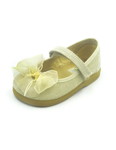 mercedita de lino para nina con un lazo de raso