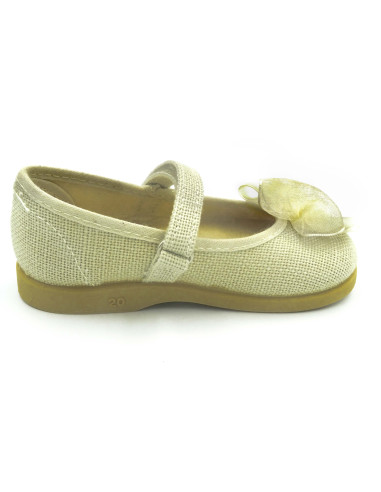 mercedita de lino para nina con un lazo de raso