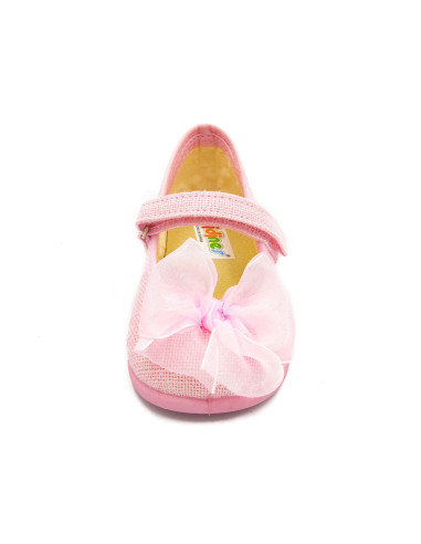 mercedita de lino para nina con un lazo de raso