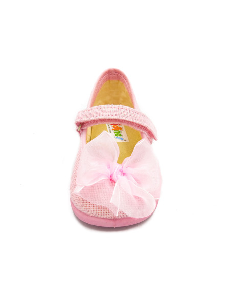 mercedita de lino para nina con un lazo de raso