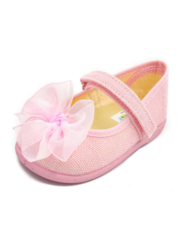 mercedita de lino para nina con un lazo de raso