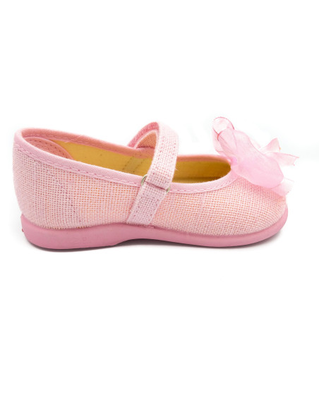 mercedita de lino para nina con un lazo de raso