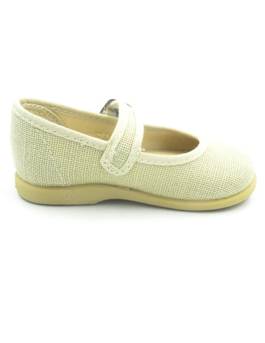 mercedita de lino para nina clasica con suela de goma