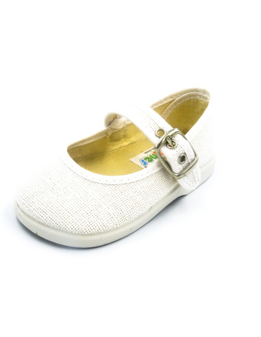 mercedita de lino para nina clasica con suela de goma