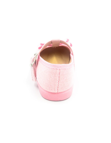 mercedita de lino para nina con un lazo en el empiene