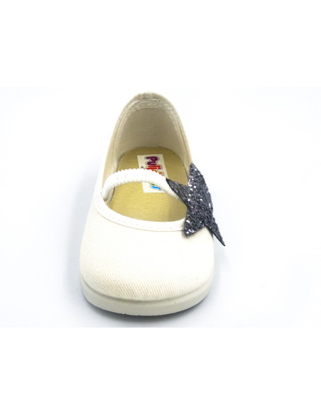 manoletina con estrella de brillo y suela de goma