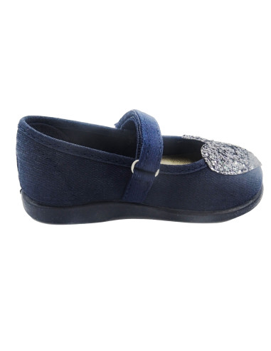 mercedita con un corazon de brillo para nina y suela de caucho