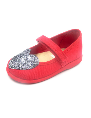 mercedita con un corazon de brillo para nina y suela de caucho