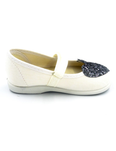 mercedita con un corazon de brillo para nina y suela de caucho