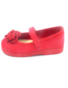 mercedita de lona para nina con una flor 2