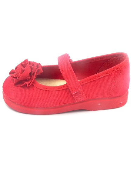 mercedita de lona para nina con una flor