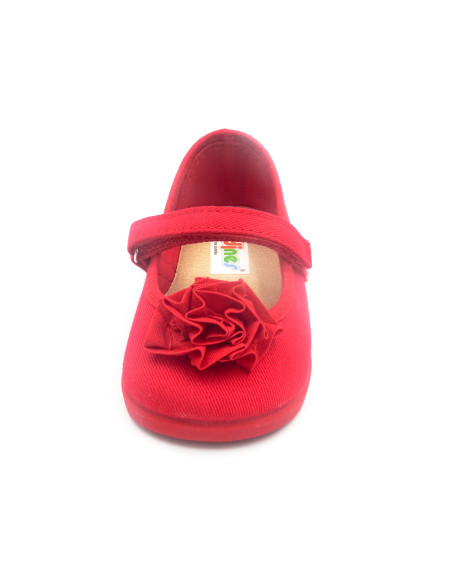 mercedita de lona para nina con una flor