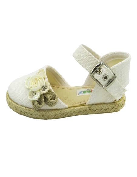 espartena de tela con una flor y la suela de goma