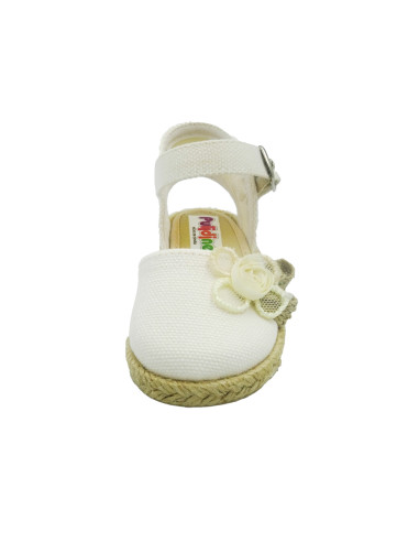 espartena de tela con una flor y la suela de goma