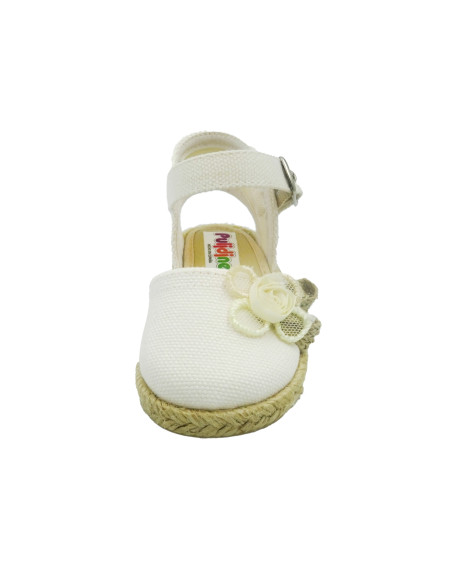 espartena de tela con una flor y la suela de goma