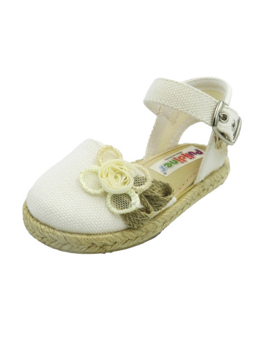 espartena de tela con una flor y la suela de goma