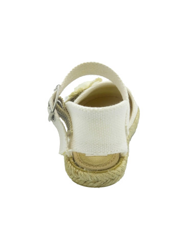 espartena de tela con una flor y la suela de goma