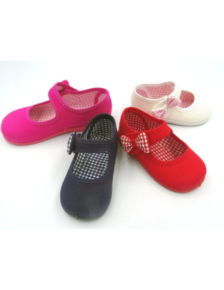 mercedita de tela con lazo de vichy en un lado para nina