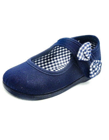 mercedita de tela con lazo de vichy en un lado para nina