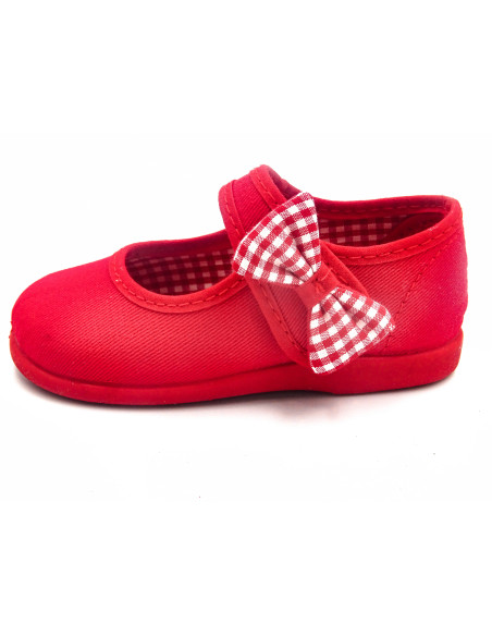 mercedita de tela con lazo de vichy en un lado para nina