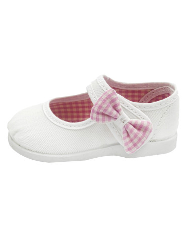 mercedita de tela con lazo de vichy en un lado para nina