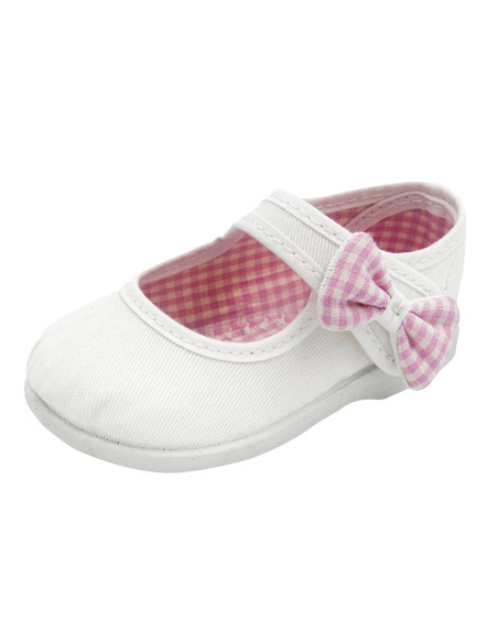 mercedita de tela con lazo de vichy en un lado para nina