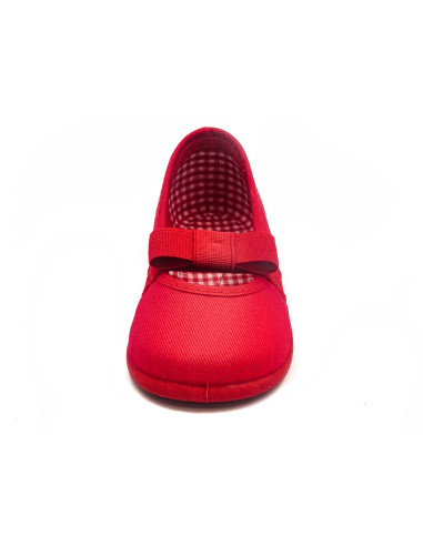 manoletina de tela con lazo elastico en el empeine