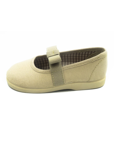 manoletina de tela con lazo elastico en el empeine