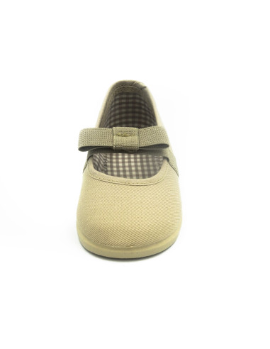 manoletina de tela con lazo elastico en el empeine