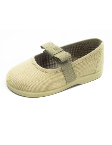 manoletina de tela con lazo elastico en el empeine