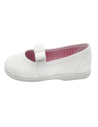 manoletina de tela con lazo elastico en el empeine