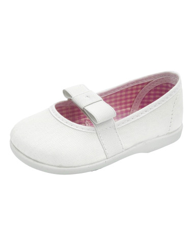 manoletina de tela con lazo elastico en el empeine