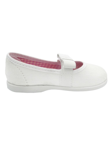 manoletina de tela con lazo elastico en el empeine