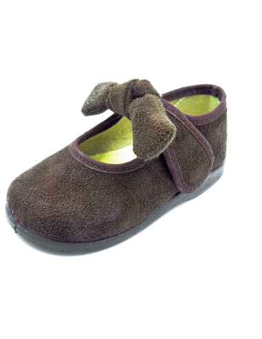 mercedita para nina con lazo en la correa y suela de goma