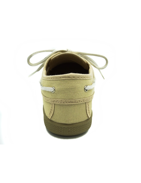 nautico de tela para nino con el cordon blanco y la suela de caucho